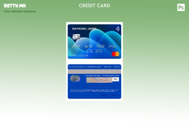 Модерен стил на шаблон за мастер картички за финансиска банка на САД Рејмонд Џеј